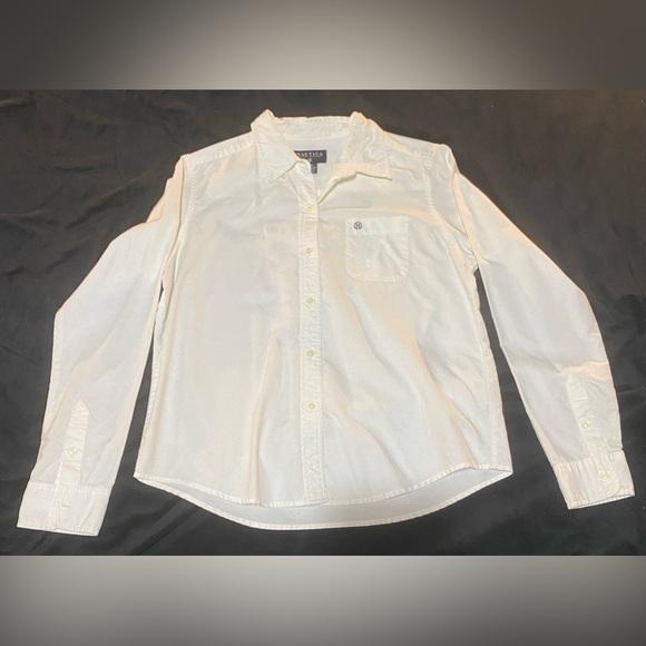 CLOSET CLEAR OUT Jrs Large White Nautica Button Up No Stains Measurements N Pics - Picture 3 of 11